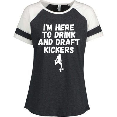 Funny Fantasy Football, I’m Here To Drink And Draft Kickers Enza Ladies Jersey Colorblock Tee