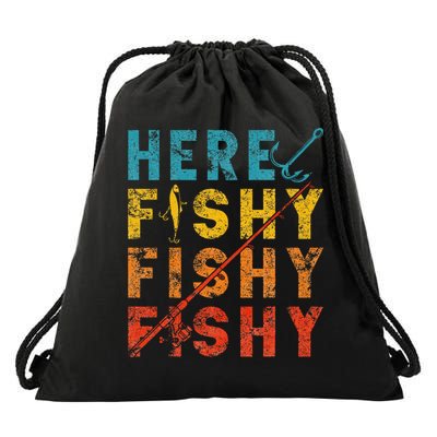 Fisher Fish Fishermen Bait Fishing Rod Girls Bass Drawstring Bag