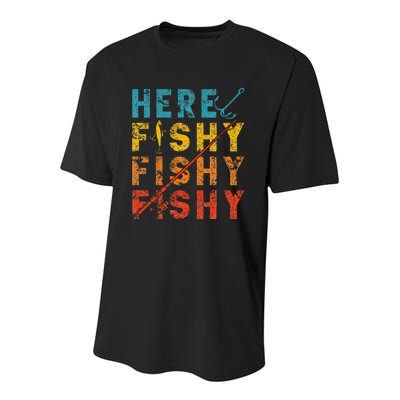 Fisher Fish Fishermen Bait Fishing Rod Girls Bass Youth Performance Sprint T-Shirt