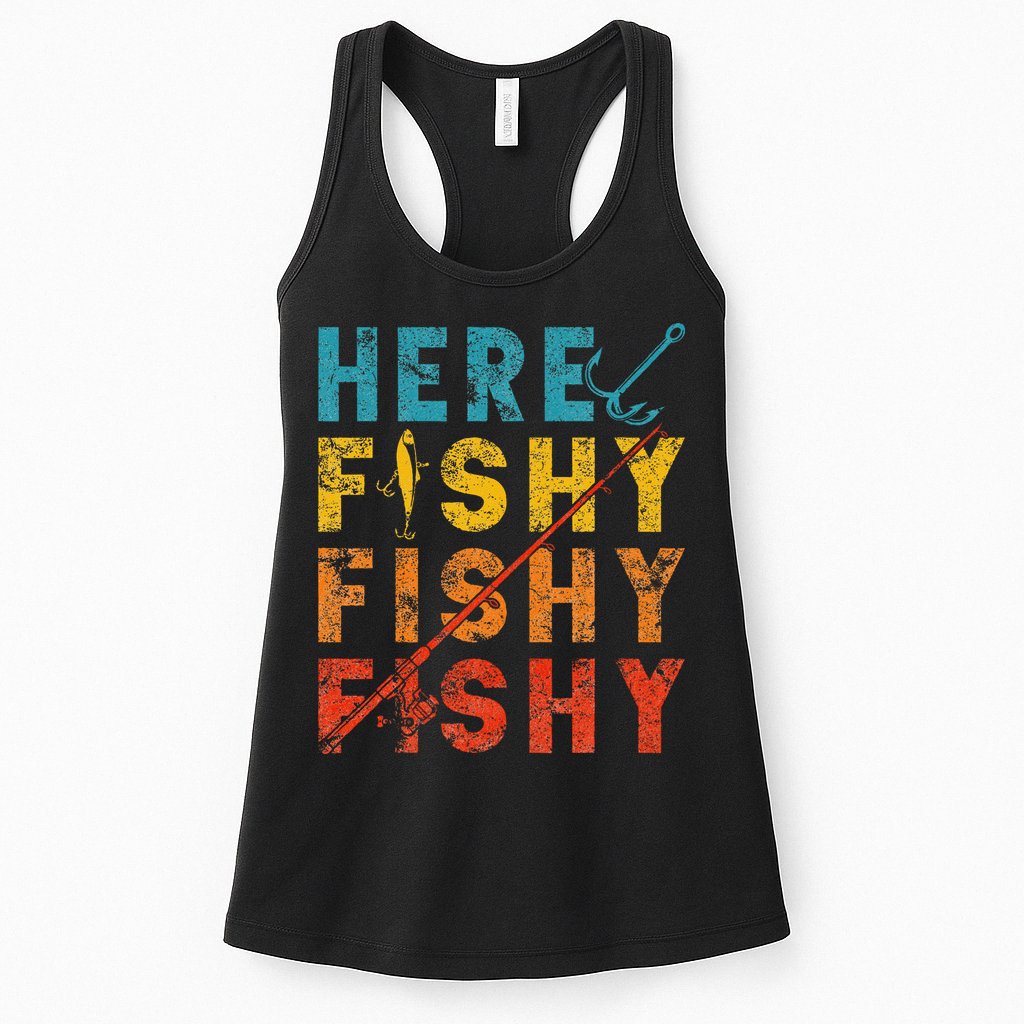 Fisher Fish Fishermen Bait Fishing Rod Girls Bass Womens Tank Top