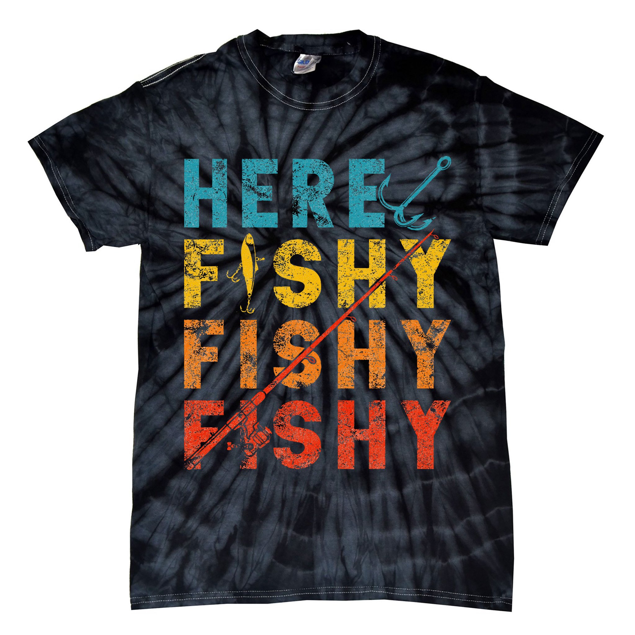 Fisher Fish Fishermen Bait Fishing Rod Girls Bass Tie-Dye T-Shirt