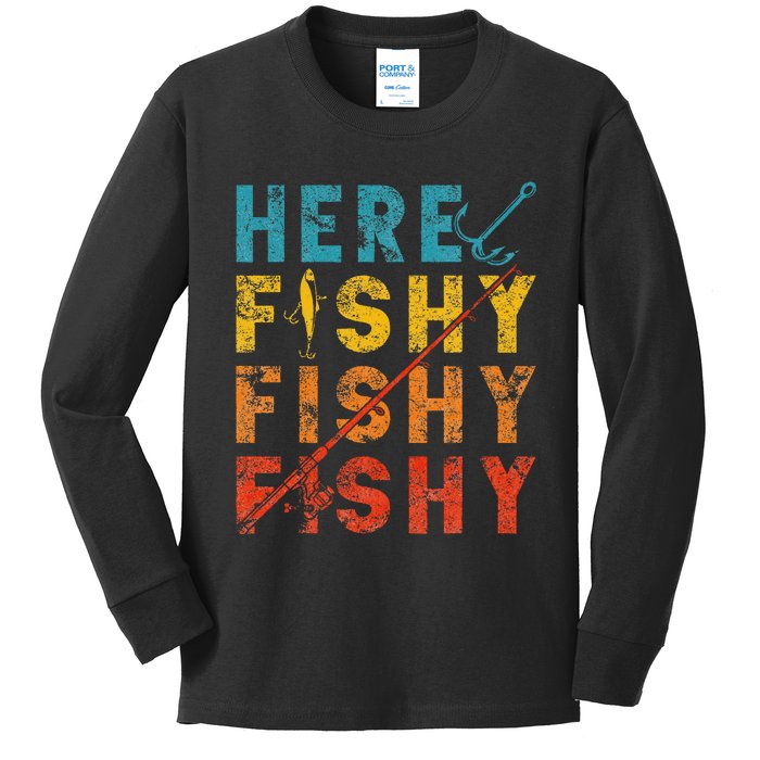 Fisher Fish Fishermen Bait Fishing Rod Girls Bass Kids Long Sleeve Shirt