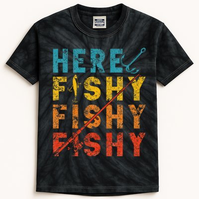 Fisher Fish Fishermen Bait Fishing Rod Girls Bass Kids Tie-Dye T-Shirt