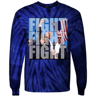 Fight Fight Fight For Donald Trump 2024 Usa Election Voting Tie-Dye Long Sleeve Shirt