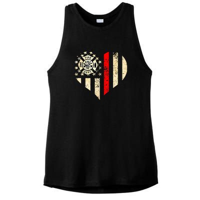 Funny Firefighter Fireman Heart Ladies PosiCharge Tri-Blend Wicking Tank