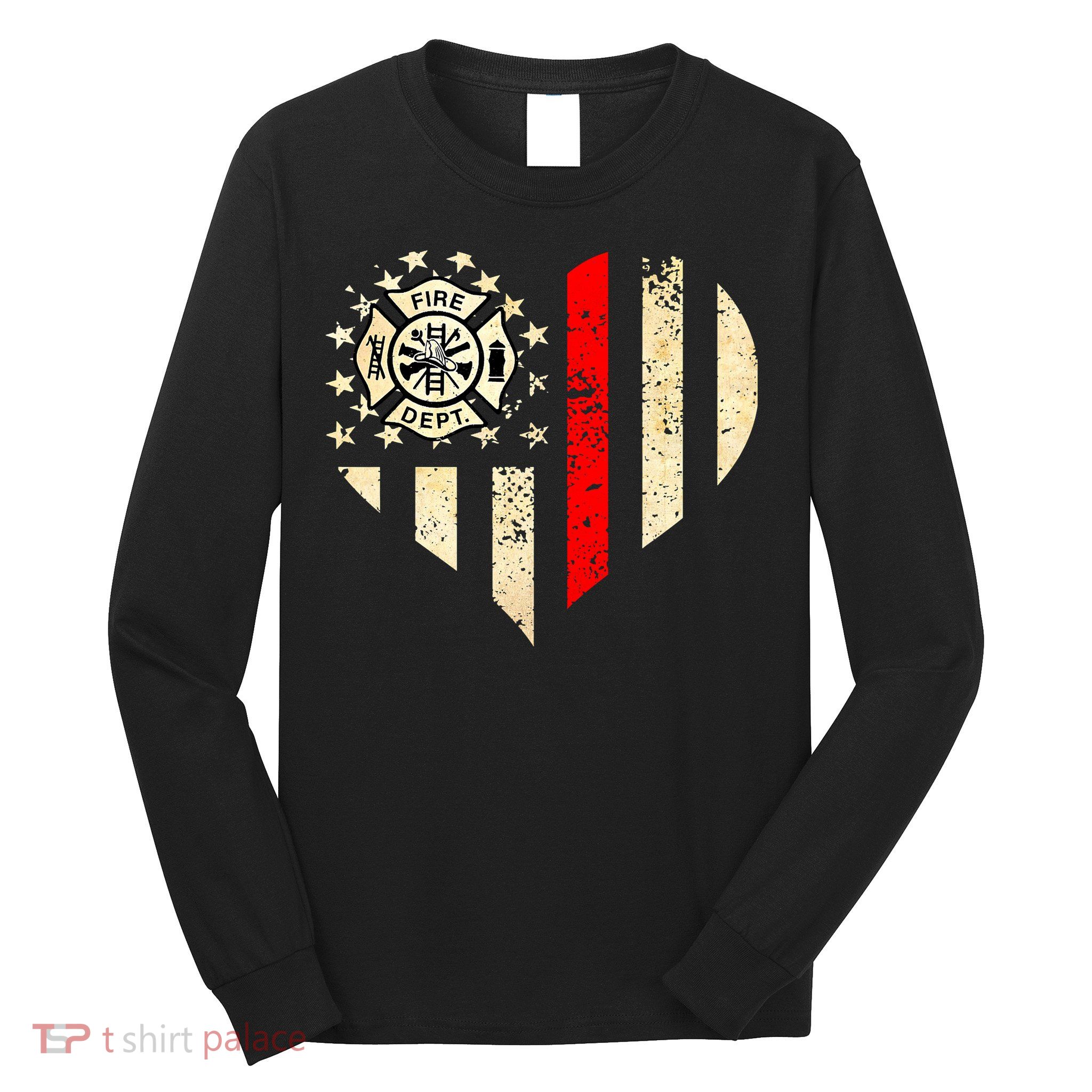 Funny Firefighter Fireman Heart Long Sleeve Shirt
