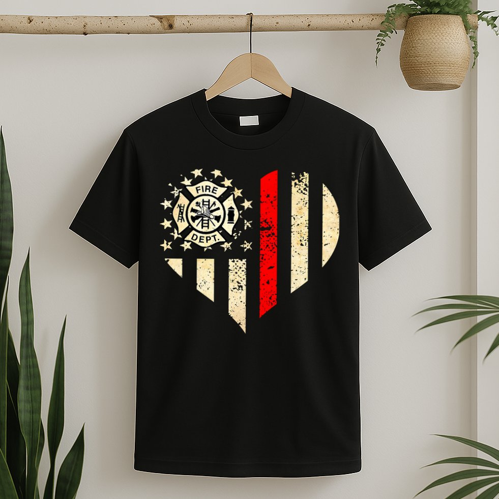 Funny Firefighter Fireman Heart T-Shirt