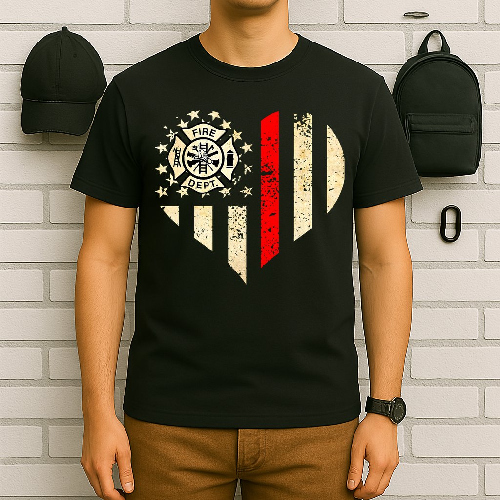 Funny Firefighter Fireman Heart T-Shirt