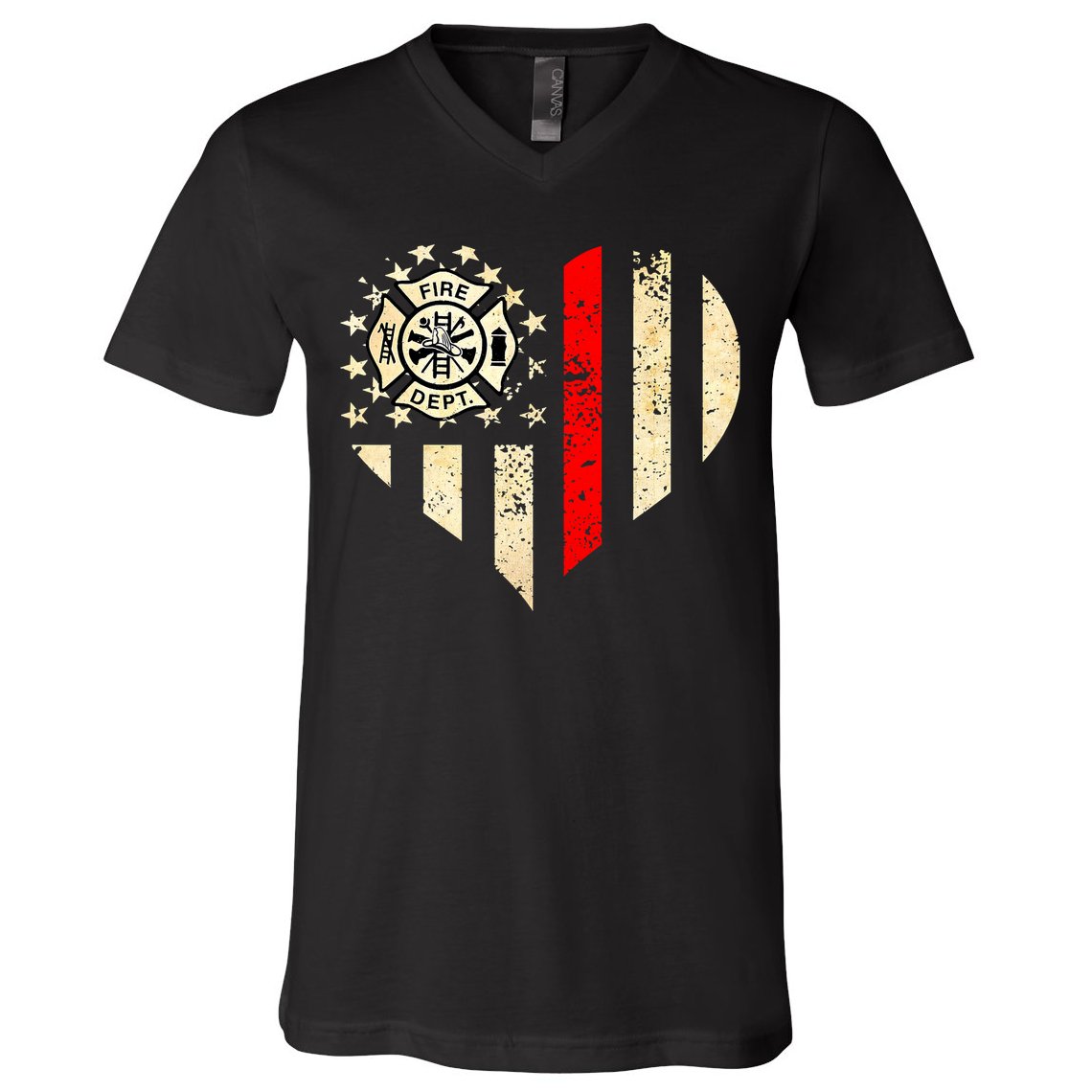 Funny Firefighter Fireman Heart V-Neck T-Shirt