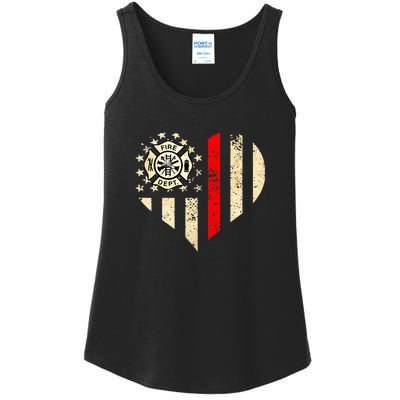 Funny Firefighter Fireman Heart Ladies Essential Tank