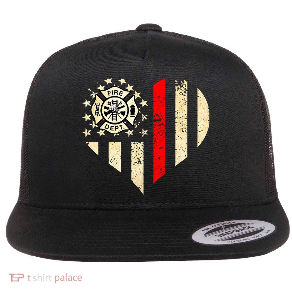 Funny Firefighter Fireman Heart Flatbill Hat