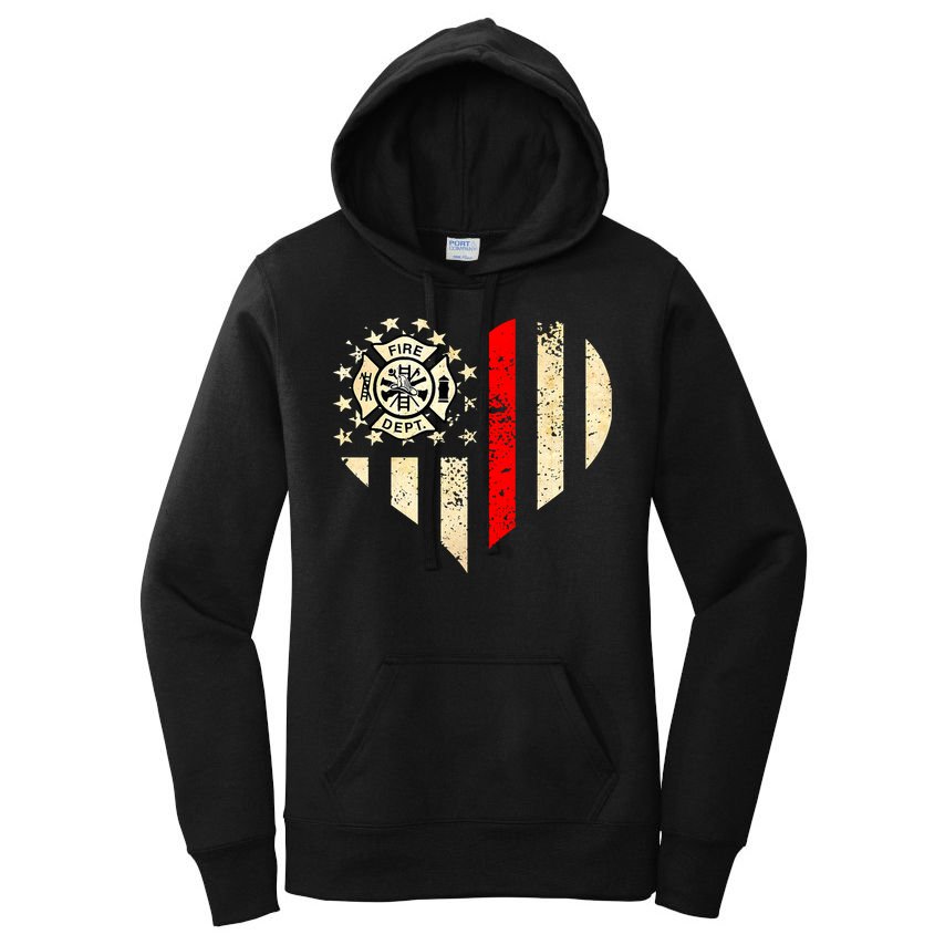 Funny Firefighter Fireman Heart Women's Pullover Hoodie
