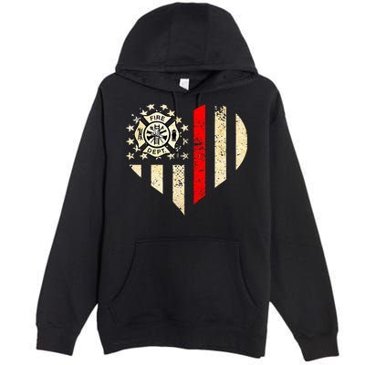 Funny Firefighter Fireman Heart Premium Pullover Hoodie