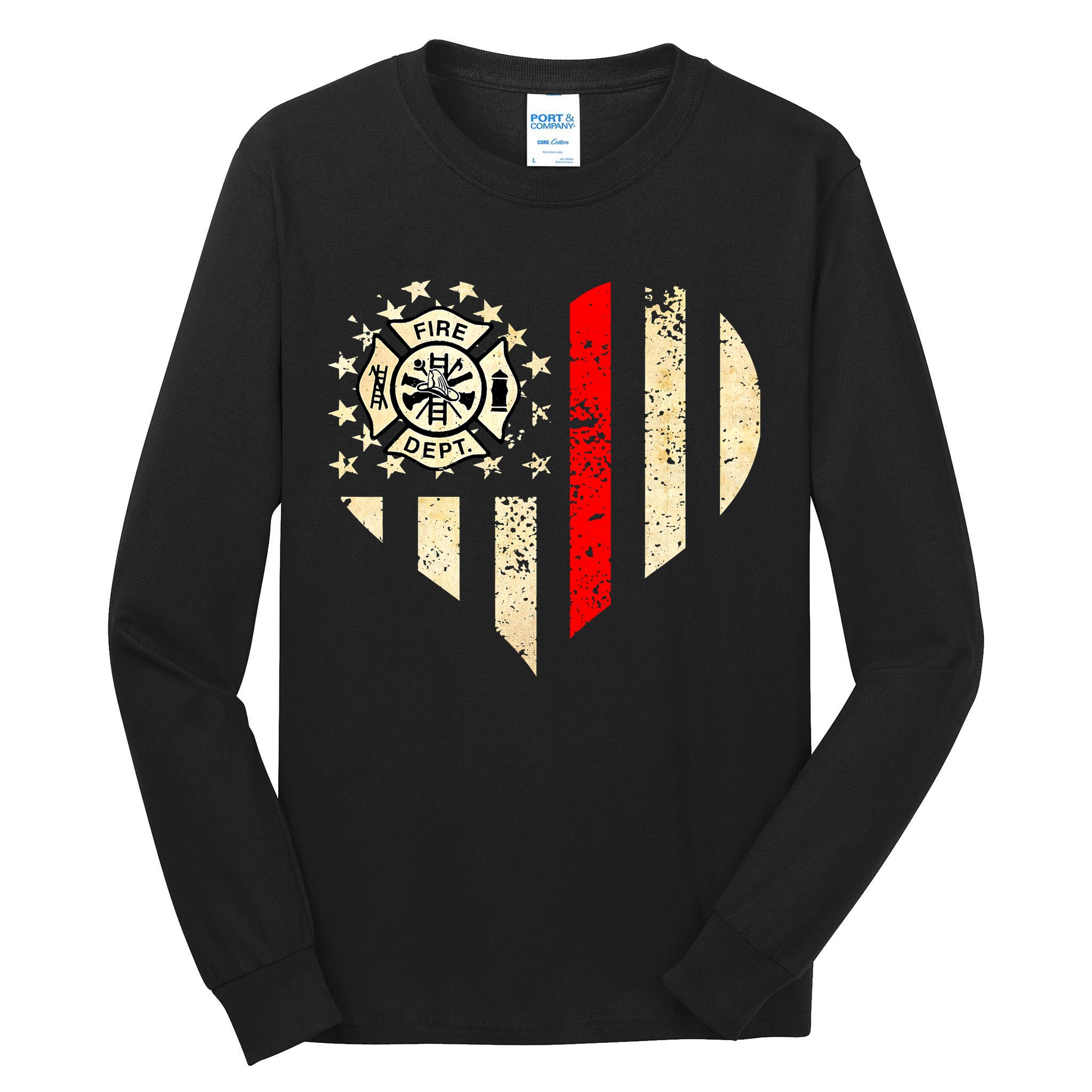 Funny Firefighter Fireman Heart Tall Long Sleeve T-Shirt
