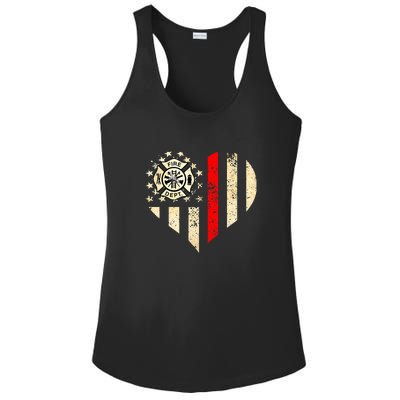 Funny Firefighter Fireman Heart Ladies PosiCharge Competitor Racerback Tank