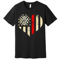 Funny Firefighter Fireman Heart Premium T-Shirt