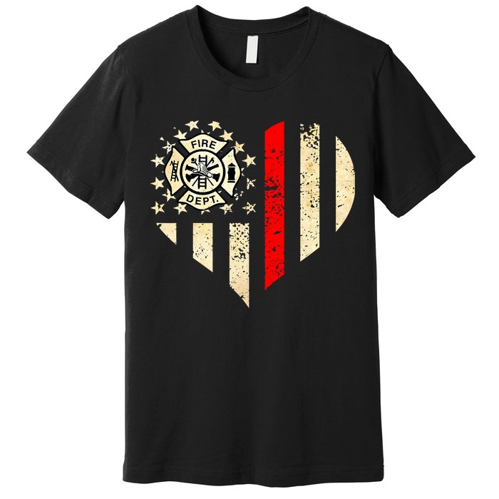 Funny Firefighter Fireman Heart Premium T-Shirt