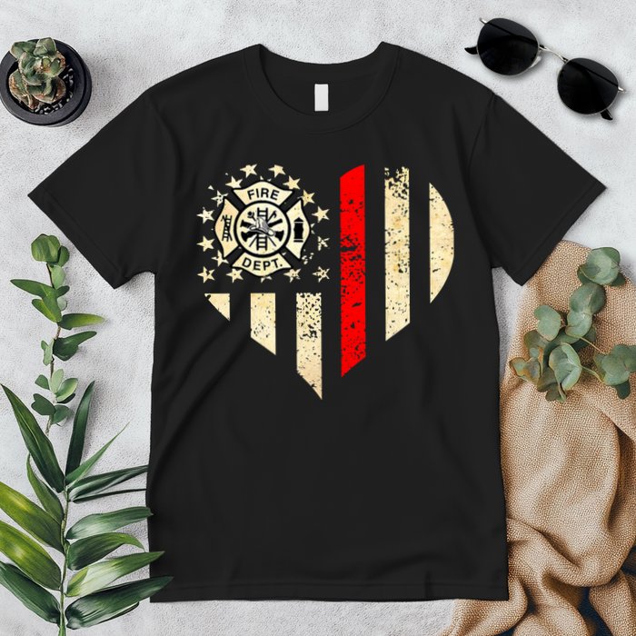 Funny Firefighter Fireman Heart Premium T-Shirt