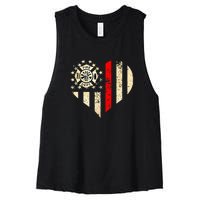 Funny Firefighter Fireman Heart Women's Racerback Cropped Tank