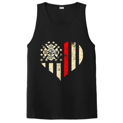 Funny Firefighter Fireman Heart PosiCharge Competitor Tank