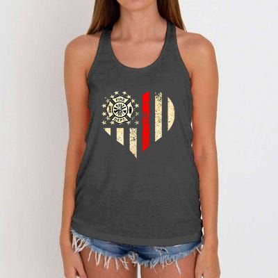 Funny Firefighter Fireman Heart Women's Knotted Racerback Tank