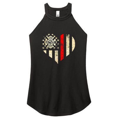 Funny Firefighter Fireman Heart Women's Perfect Tri Rocker Tank