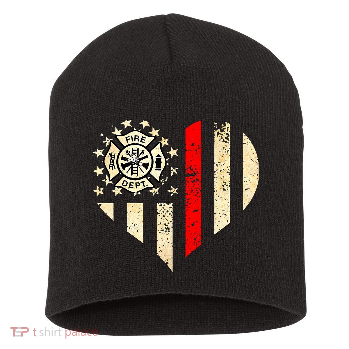 Funny Firefighter Fireman Heart Short Acrylic Beanie