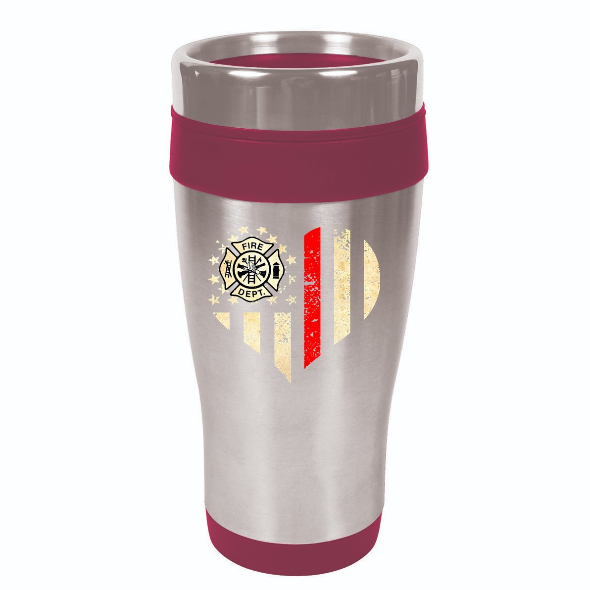 Funny Firefighter Fireman Heart 16oz Travel Tumbler
