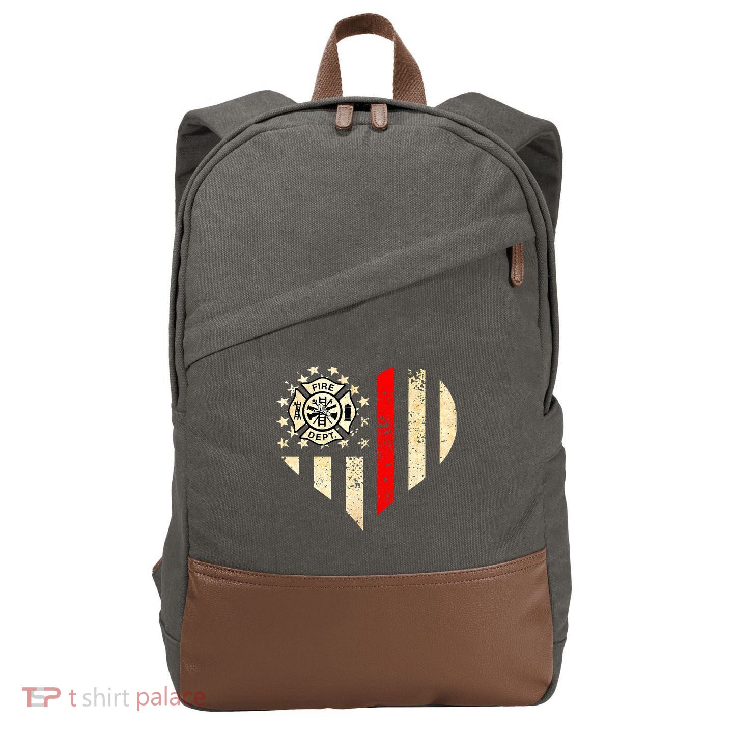 Funny Firefighter Fireman Heart Cotton Canvas Backpack