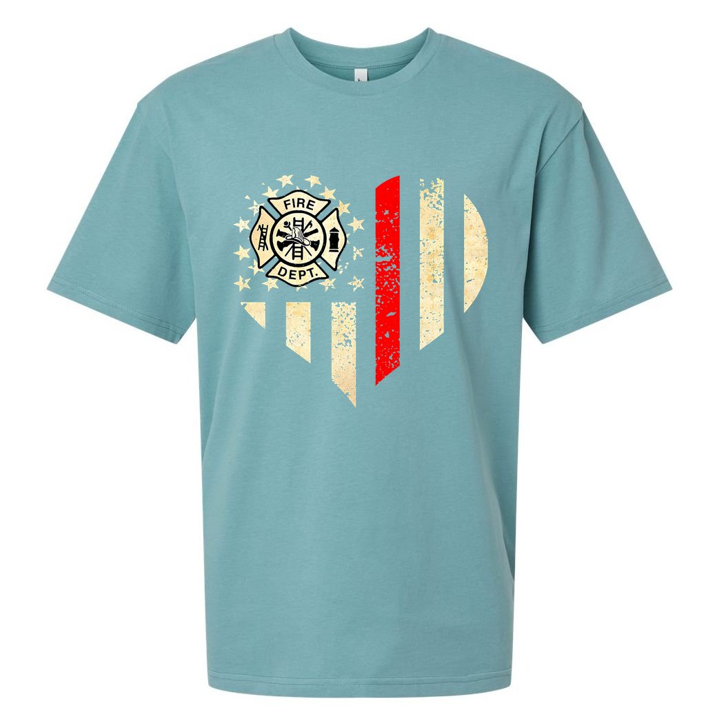 Funny Firefighter Fireman Heart Sueded Cloud Jersey T-Shirt