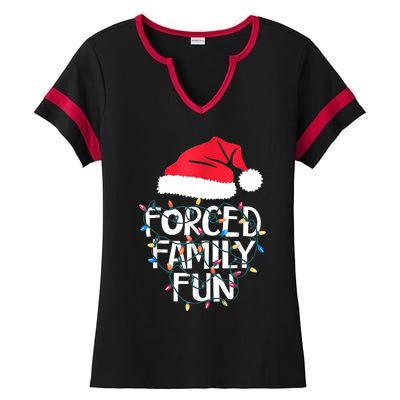 Forced Family Fun Sarcastic Christmas Funny Ladies Halftime Notch Neck Tee