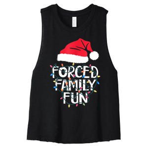 Forced Family Fun Sarcastic Christmas Funny Women's Racerback Cropped Tank