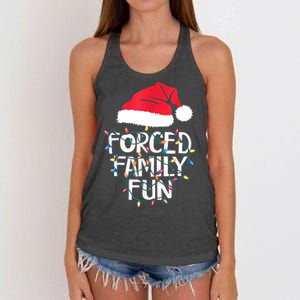 Forced Family Fun Sarcastic Christmas Funny Women's Knotted Racerback Tank