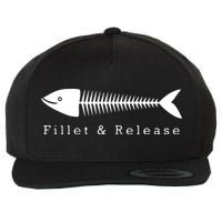 Funny Fishing Fisherman Humor Tee Fillet And Release Wool Snapback Cap