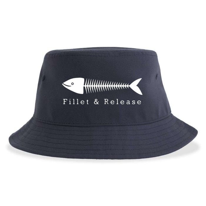 Funny Fishing Fisherman Humor Tee Fillet And Release Sustainable Bucket Hat
