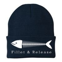 Funny Fishing Fisherman Humor Tee Fillet And Release Knit Cap Winter Beanie