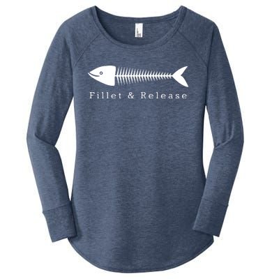 Funny Fishing Fisherman Humor Tee Fillet And Release Women's Perfect Tri Tunic Long Sleeve Shirt