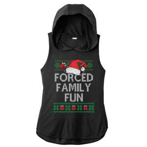 Forced Family Fun Sarcastic Funny Christmas Ugly Xmas Ladies PosiCharge Tri-Blend Wicking Draft Hoodie Tank