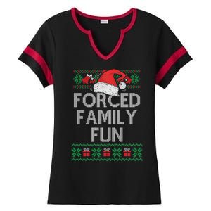 Forced Family Fun Sarcastic Funny Christmas Ugly Xmas Ladies Halftime Notch Neck Tee