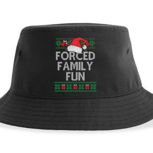 Forced Family Fun Sarcastic Funny Christmas Ugly Xmas Sustainable Bucket Hat