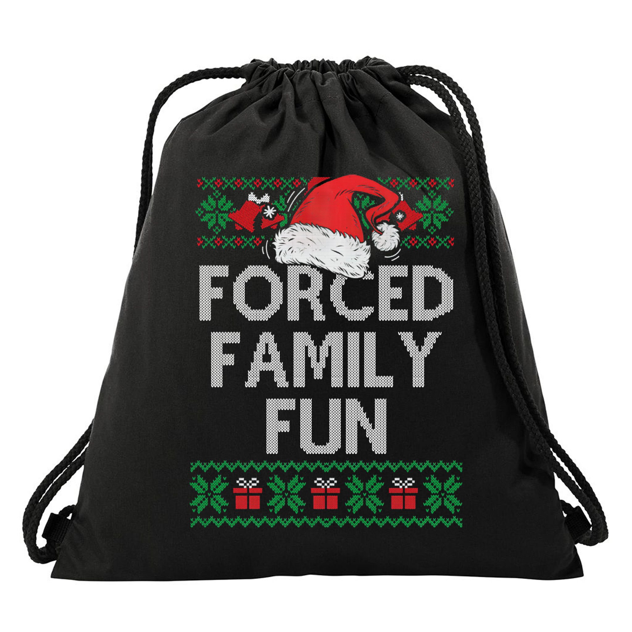 Forced Family Fun Sarcastic Funny Christmas Ugly Xmas Drawstring Bag