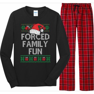 Forced Family Fun Sarcastic Funny Christmas Ugly Xmas Long Sleeve Pajama Set