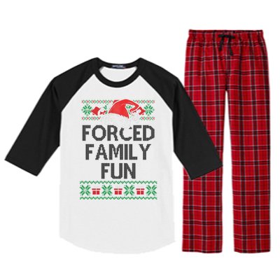 Forced Family Fun Sarcastic Funny Christmas Ugly Xmas Raglan Sleeve Pajama Set