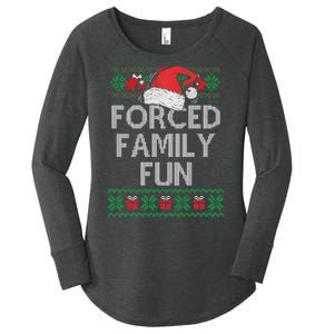 Forced Family Fun Sarcastic Funny Christmas Ugly Xmas Women's Perfect Tri Tunic Long Sleeve Shirt