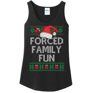 Forced Family Fun Sarcastic Funny Christmas Ugly Xmas Ladies Essential Tank