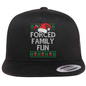 Forced Family Fun Sarcastic Funny Christmas Ugly Xmas Flat Bill Trucker Hat