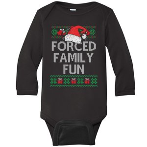 Forced Family Fun Sarcastic Funny Christmas Ugly Xmas Baby Long Sleeve Bodysuit