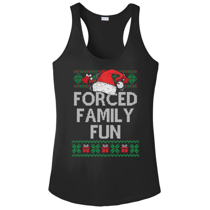 Forced Family Fun Sarcastic Funny Christmas Ugly Xmas Ladies PosiCharge Competitor Racerback Tank