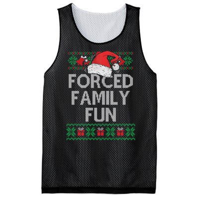 Forced Family Fun Sarcastic Funny Christmas Ugly Xmas Mesh Reversible Basketball Jersey Tank