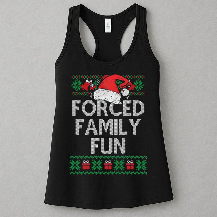 Forced Family Fun Sarcastic Funny Christmas Ugly Xmas Womens Tank Top